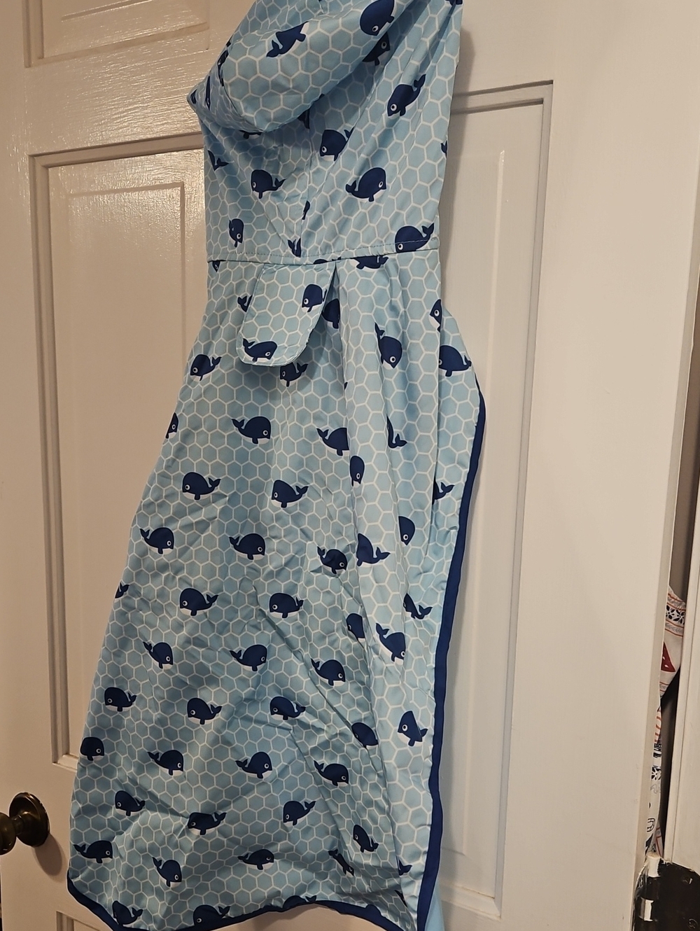 XXLARGE Dog Raincoat - Whale Print Light Blue